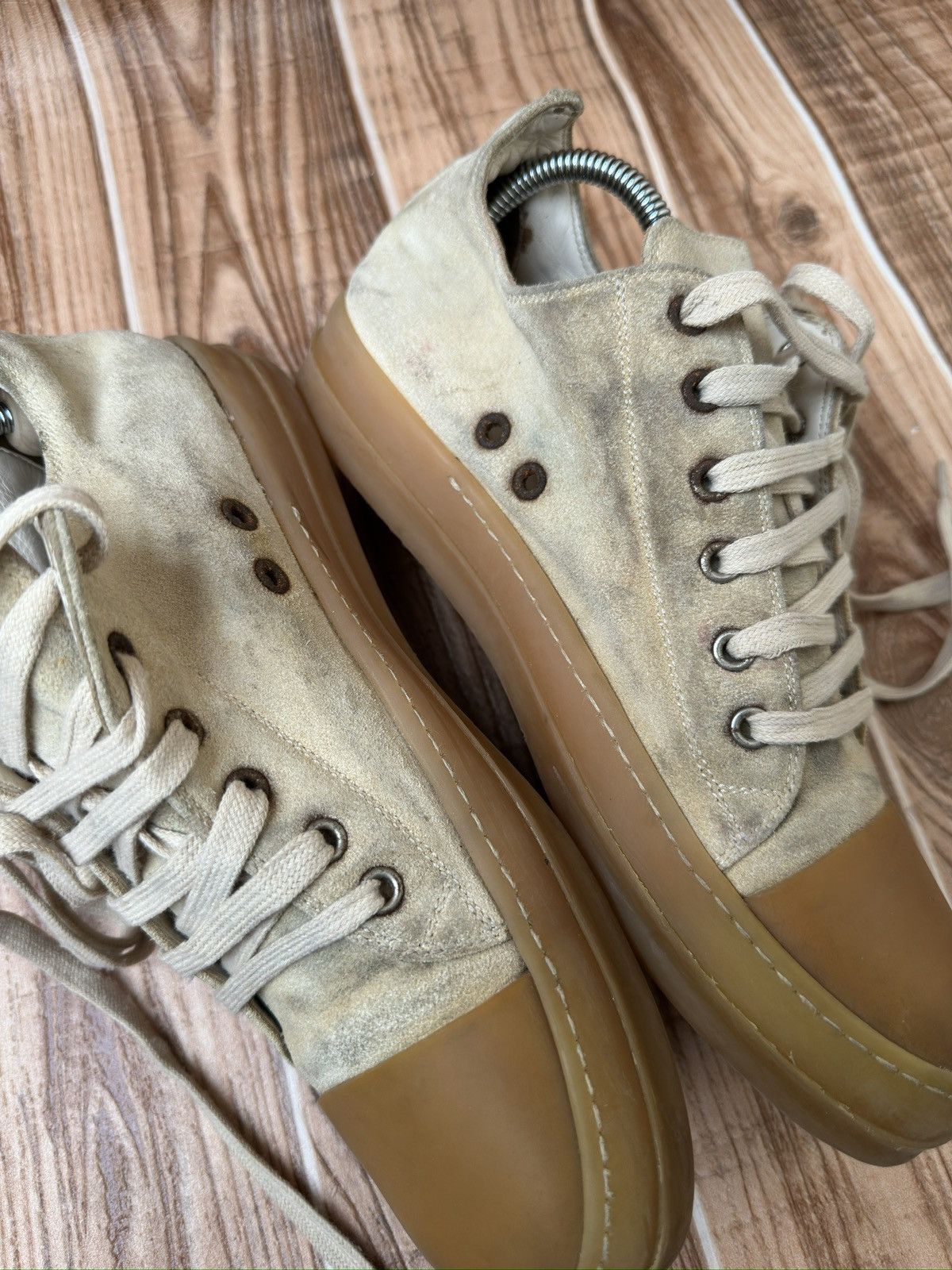 Rick Owens Rick Owens Beige Gum Sole Low Suede Ramones Size US 8.5 / EU 41-42 - 7 Thumbnail