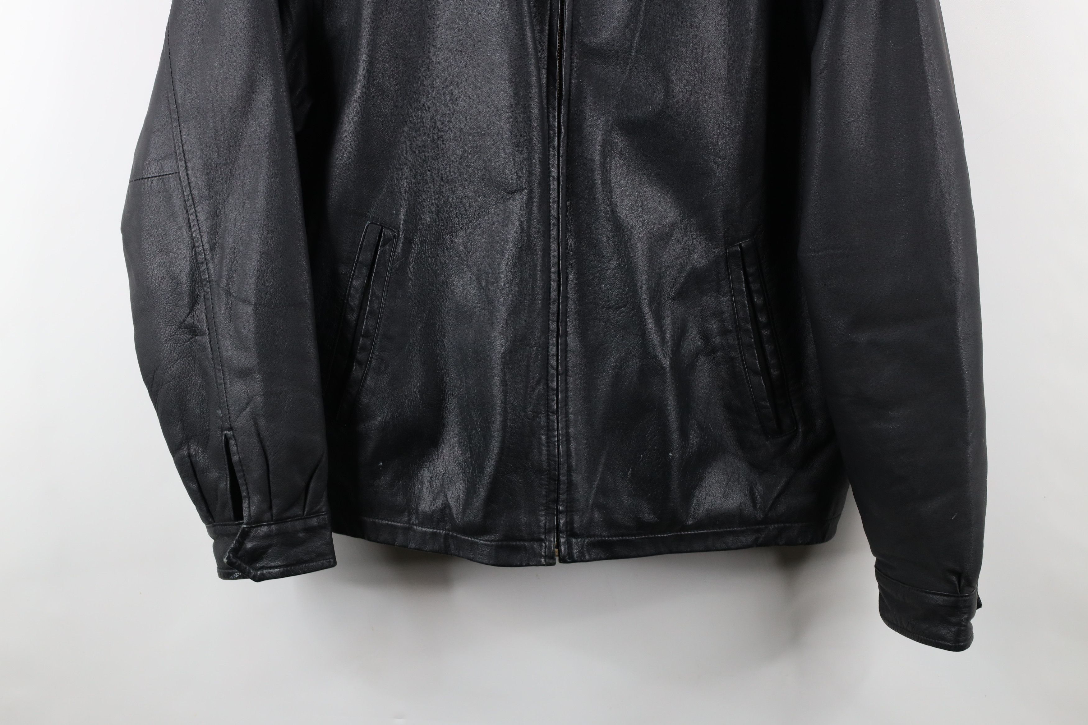 Vintage Vintage 90s Streetwear Full Zip Leather Bomber Jacket Black Size US M / EU 48-50 / 2 - 3 Thumbnail