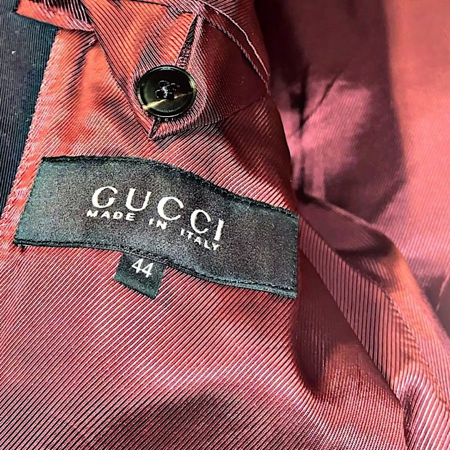 Gucci Authentic Gucci 01 AW Tom Ford Runway Navy Emblem Blazer Size 44R - 11 Thumbnail