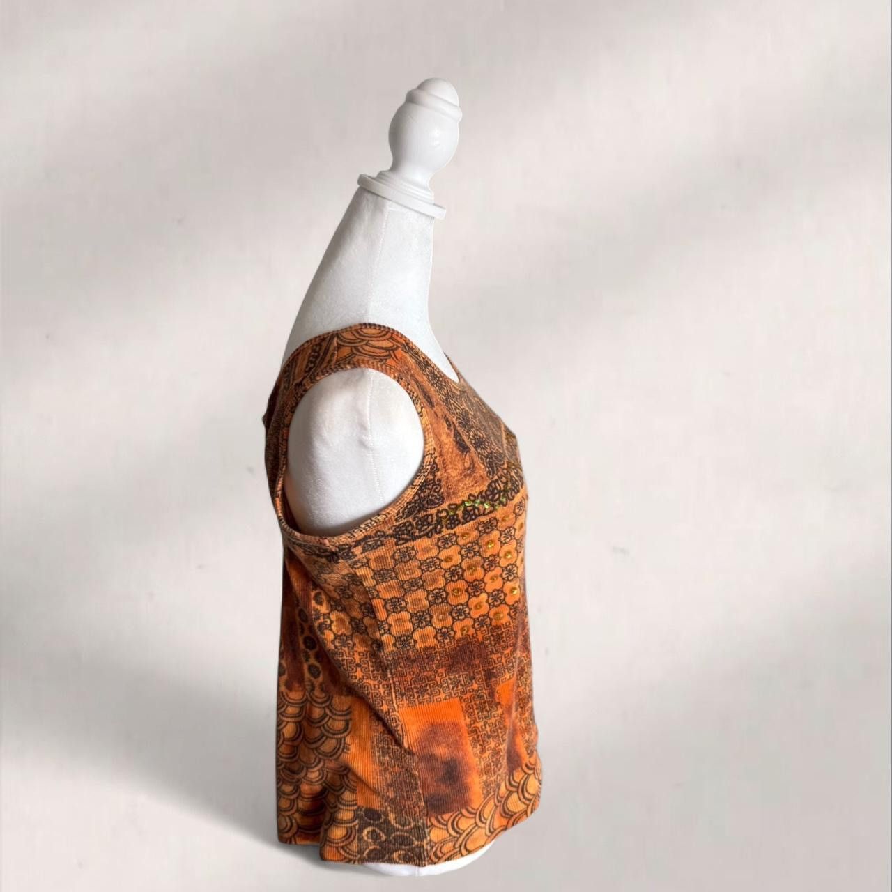 Other Y2K Orange & brown floral tank top with sequin details Size XL / US 12-14 / IT 48-50 - 3 Thumbnail
