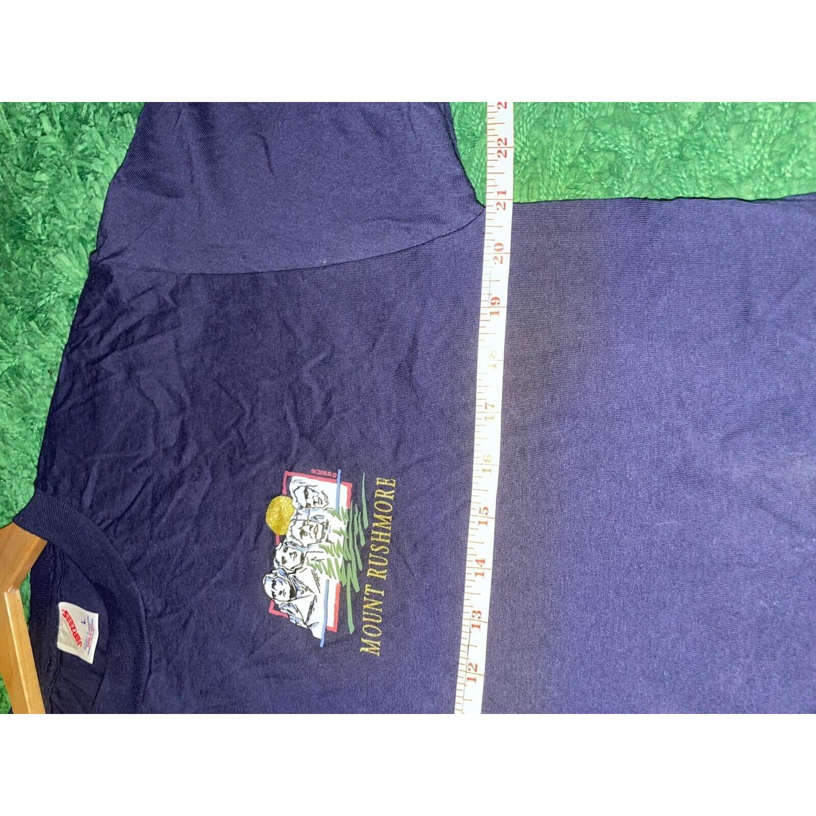 Jerzees Vintage Mount Rushmore Shirt Blue Graphic Tee 1990s VTG 90s Size US L / EU 52-54 / 3 - 7 Thumbnail