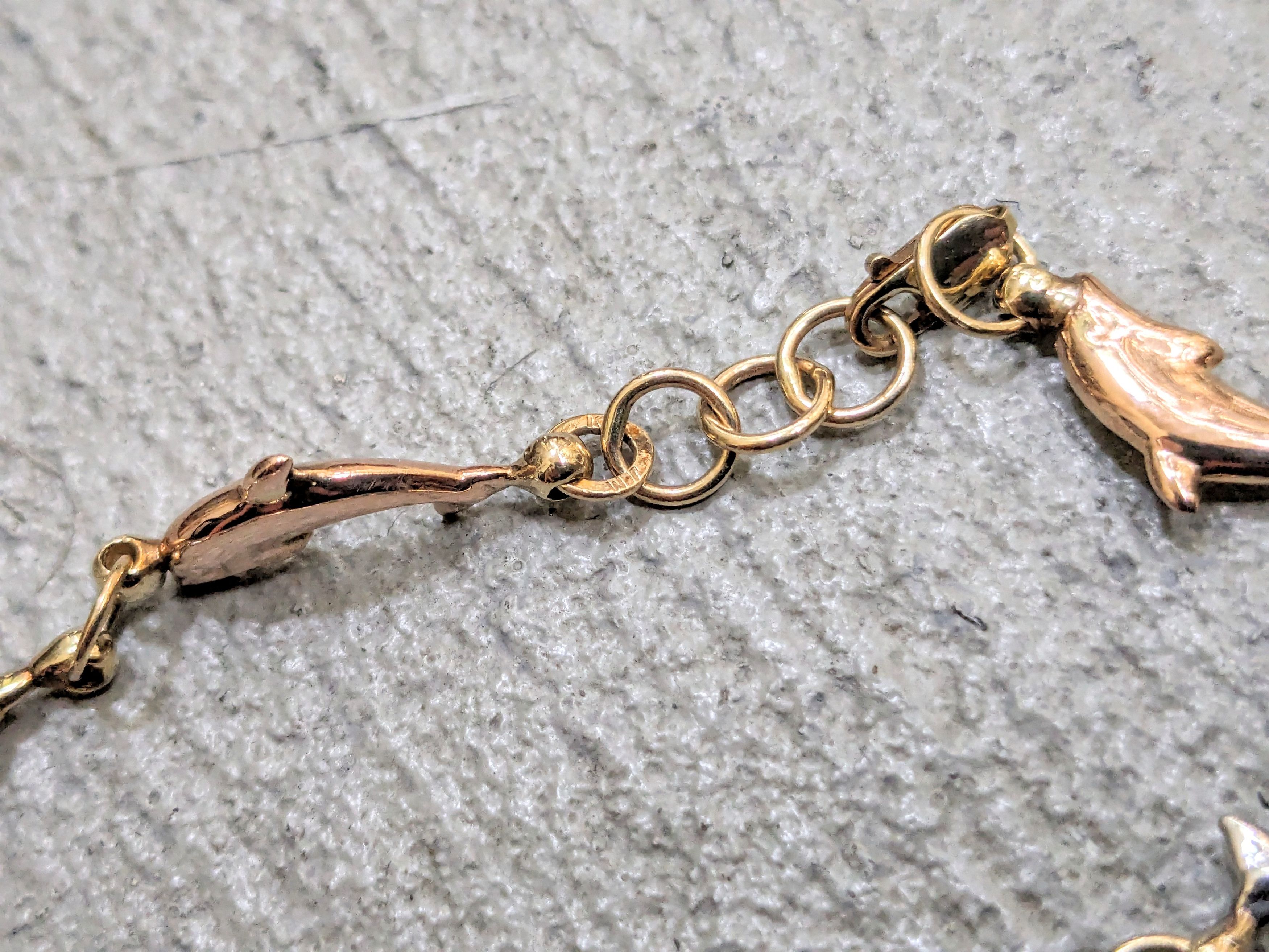 Jewelry Vintage 10K Gold Dolphin Bracelet 7.5" Link Chain Y2K Size ONE SIZE - 3 Thumbnail