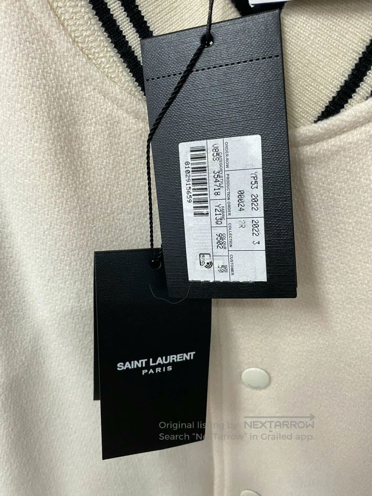 Saint Laurent Paris Saint Laurent White Baseball Jacket. Size US M / EU 48-50 / 2 - 7 Thumbnail