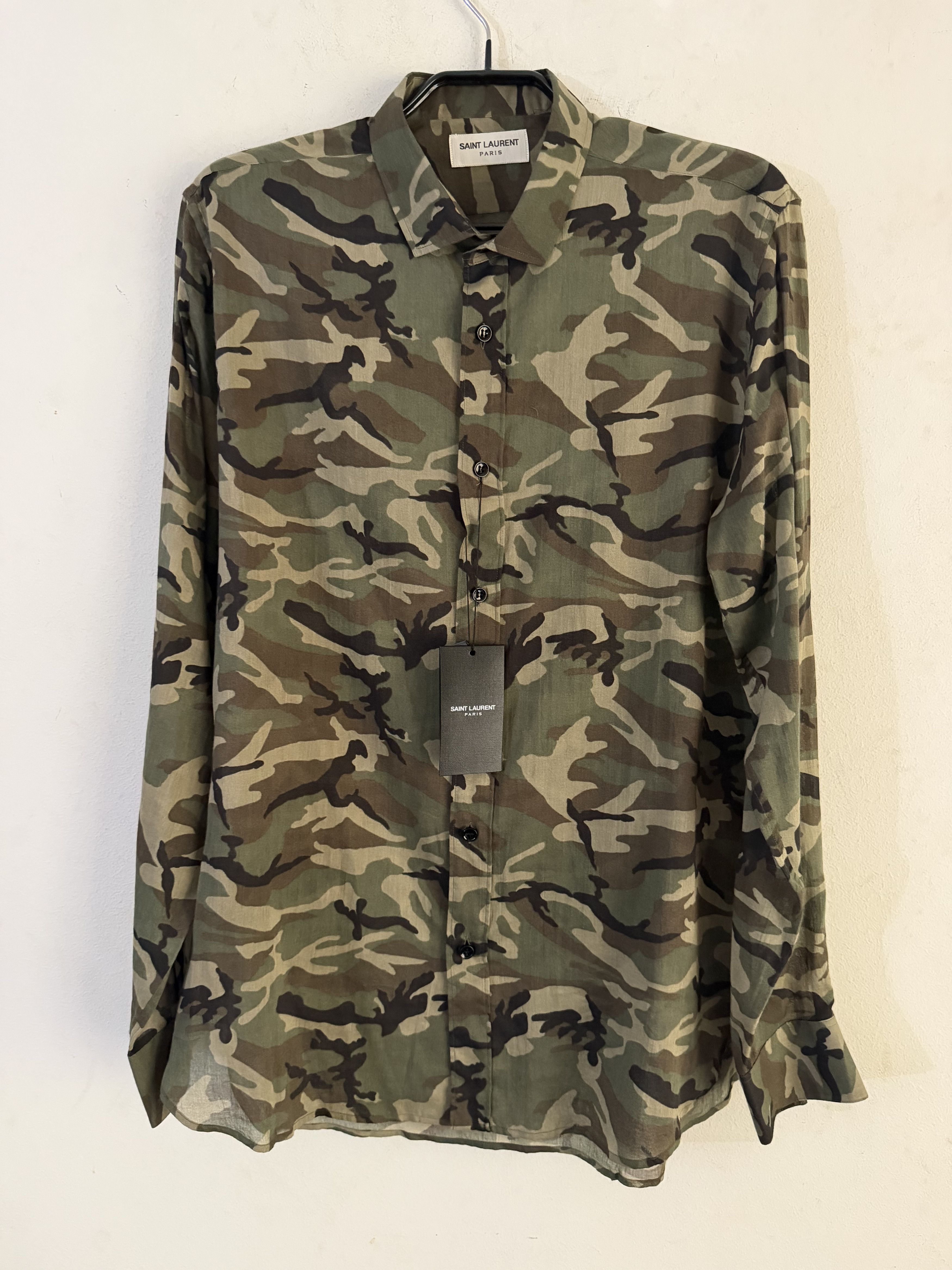 Saint Laurent Paris Hedi Slimane Camouflage Military Shirt Size US M / EU 48-50 / 2 - 2 Thumbnail