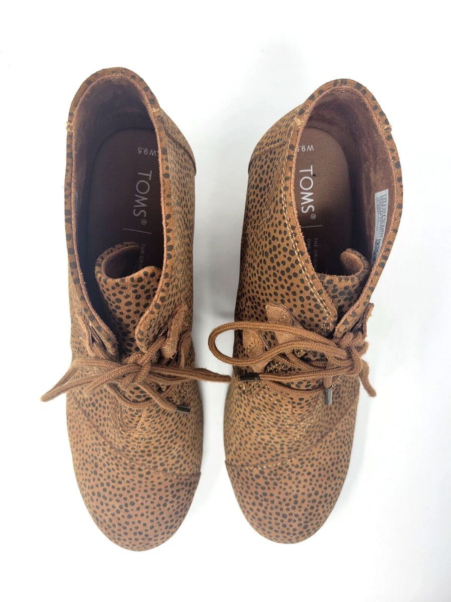 Toms TOMS Kala Wedge Booties Animal Print Suede Lace Up Sz 9.5 Size US 9.5 / IT 39.5 - 8 Thumbnail