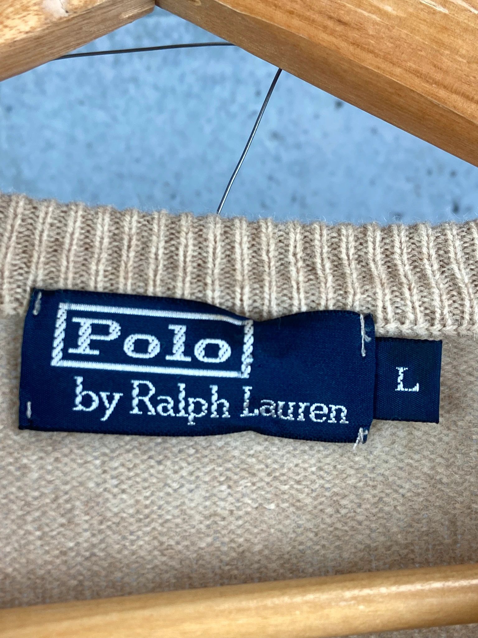Polo Ralph Lauren Ralph Lauren beige wool knit sweater classic logo Size US L / EU 52-54 / 3 - 3 Thumbnail