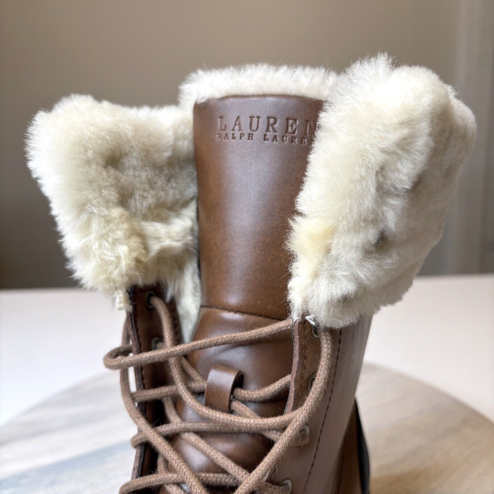 Lauren Ralph Lauren Ralph Lauren Quinta Brown Leather Shearling Boots Size 6 B Size US 6 / IT 36 - 9 Thumbnail