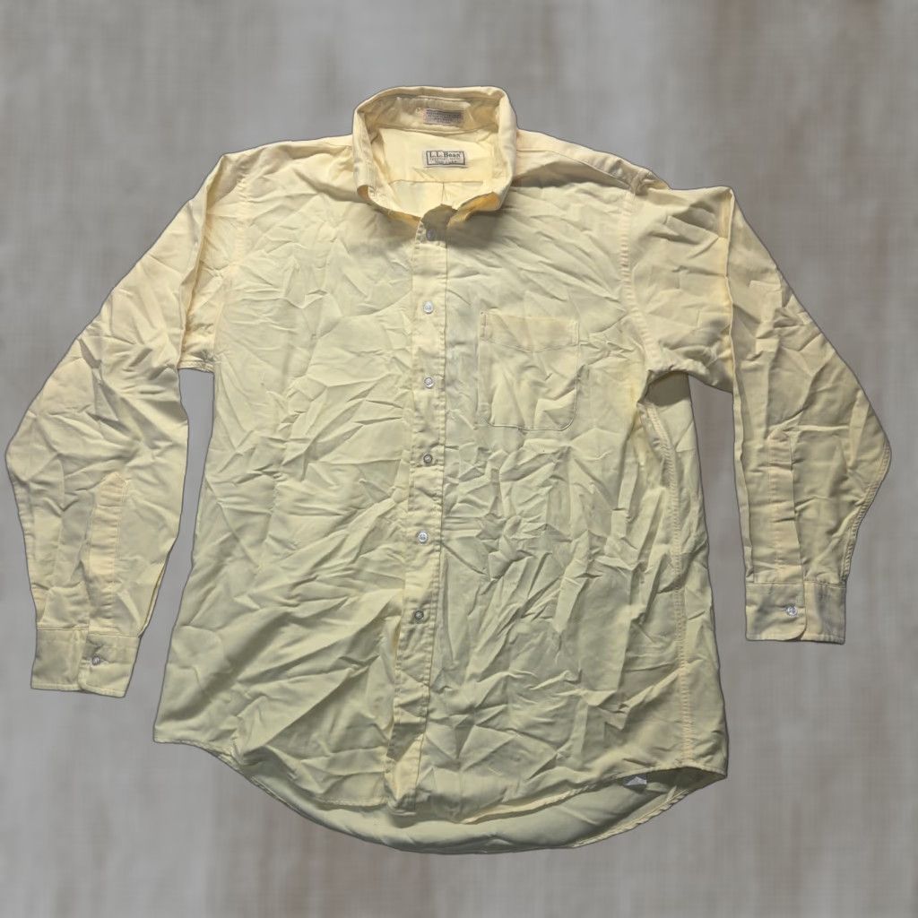 Vintage LL Bean Button-Up Shirt Solid Yellow Long Sleeve Adult Mens 16.5 34 Clothing Shirt Business Mens LL Bean Yellow 16.5 34 Size US XL / EU 56 / 4 - 1 Thumbnail