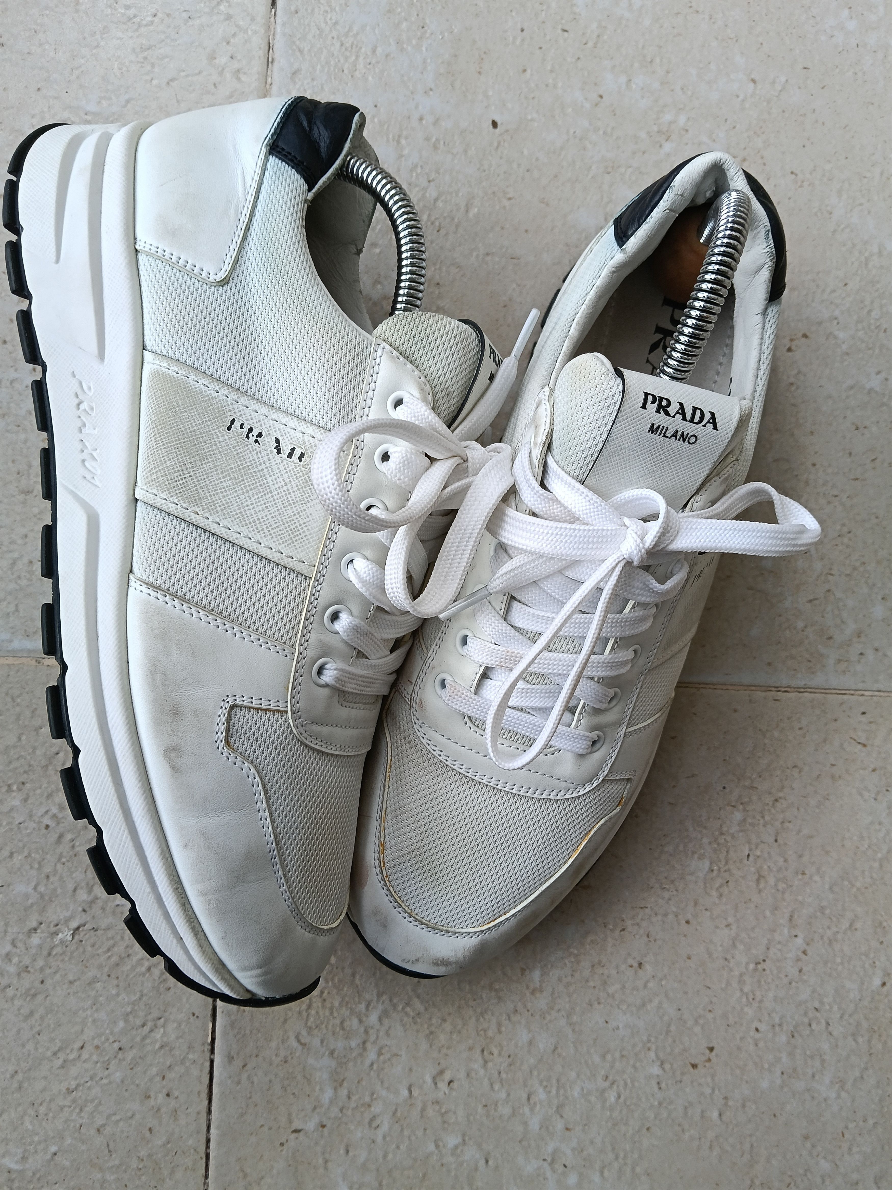 Prada Prada prax 01white black leather sneakers Size US 8.5 / EU 41-42 - 2 Thumbnail