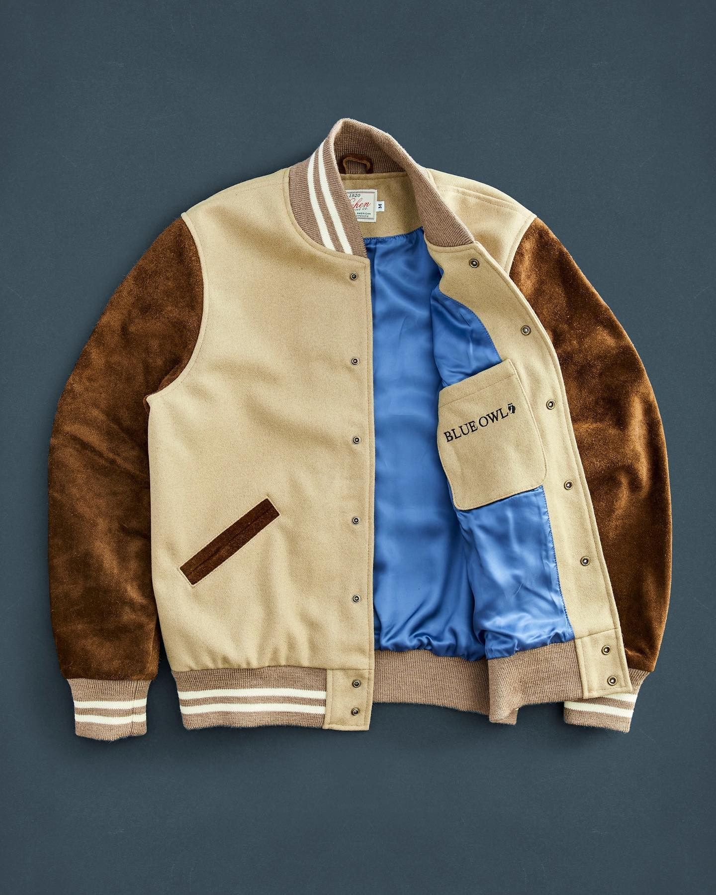 Dehen 1920 💚 Dehen 1920 x Blue Owl Varsity Jacket in Camel NEW Size US M / EU 48-50 / 2 - 3 Thumbnail