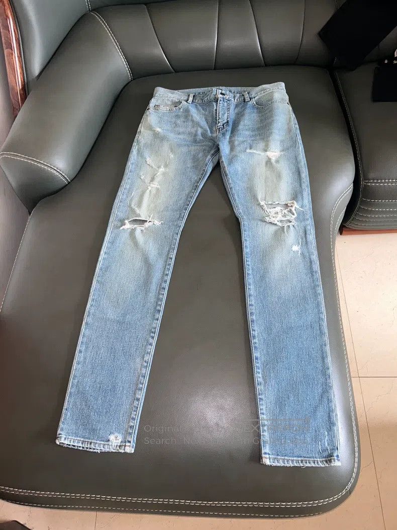 Saint Laurent Paris Saint Laurent Paris Blue Destroyed Size US 34 / EU 50 - 1 Thumbnail