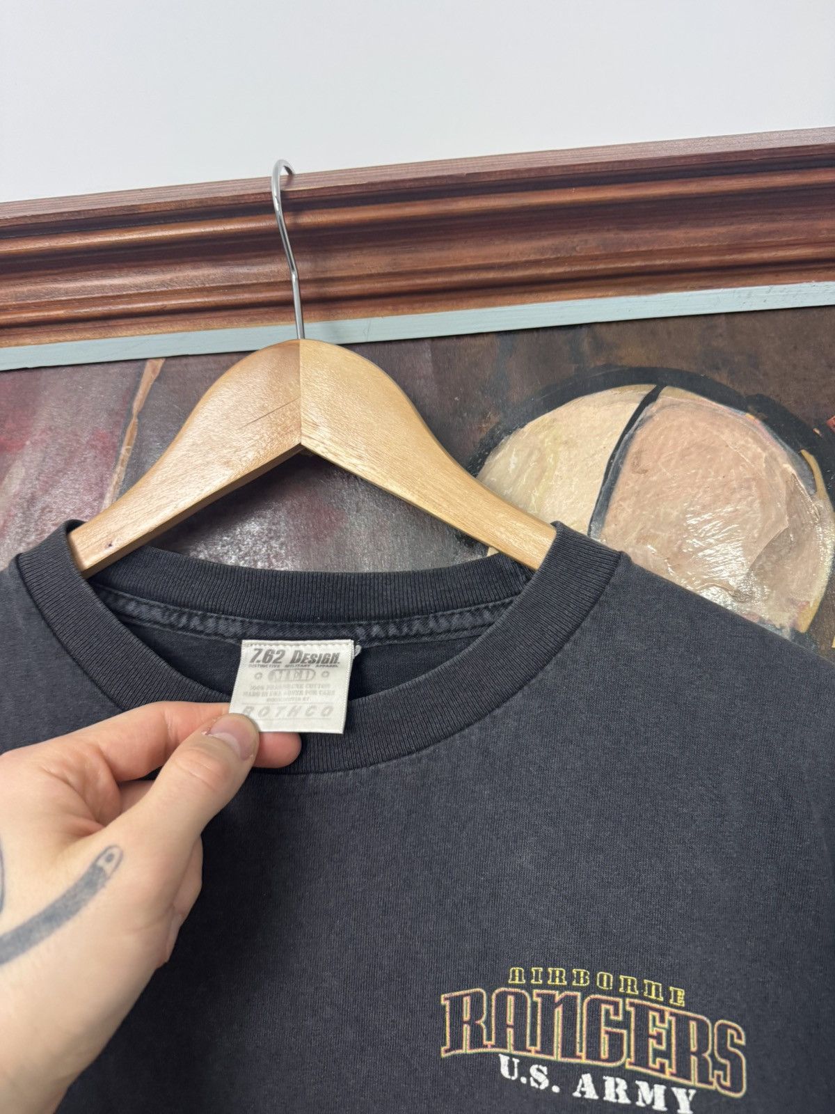 Vintage US Army Airborne Rangers Skull Logo Vintage Washed Tee Rare Size US M / EU 48-50 / 2 - 4 Thumbnail