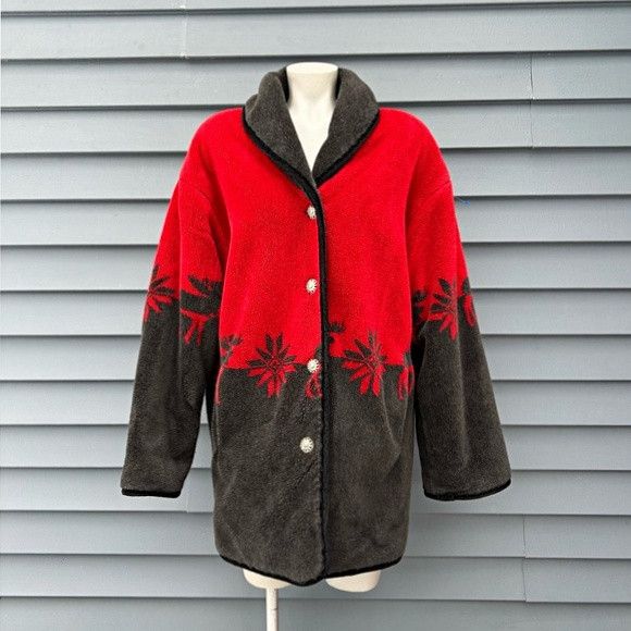 Other Nordic Lights Red Southwest Elk Reversible Fleece Jacket Size L / US 10 / IT 46 - 1 Thumbnail