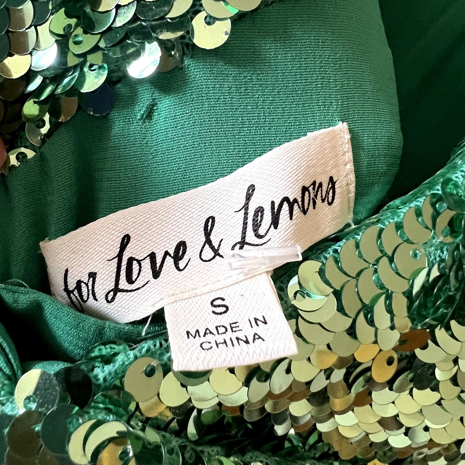 For Love & Lemons For Love and Lemons Marais Green Sequin Mini Dress size S J3 Size S / US 4 / IT 40 - 8 Thumbnail