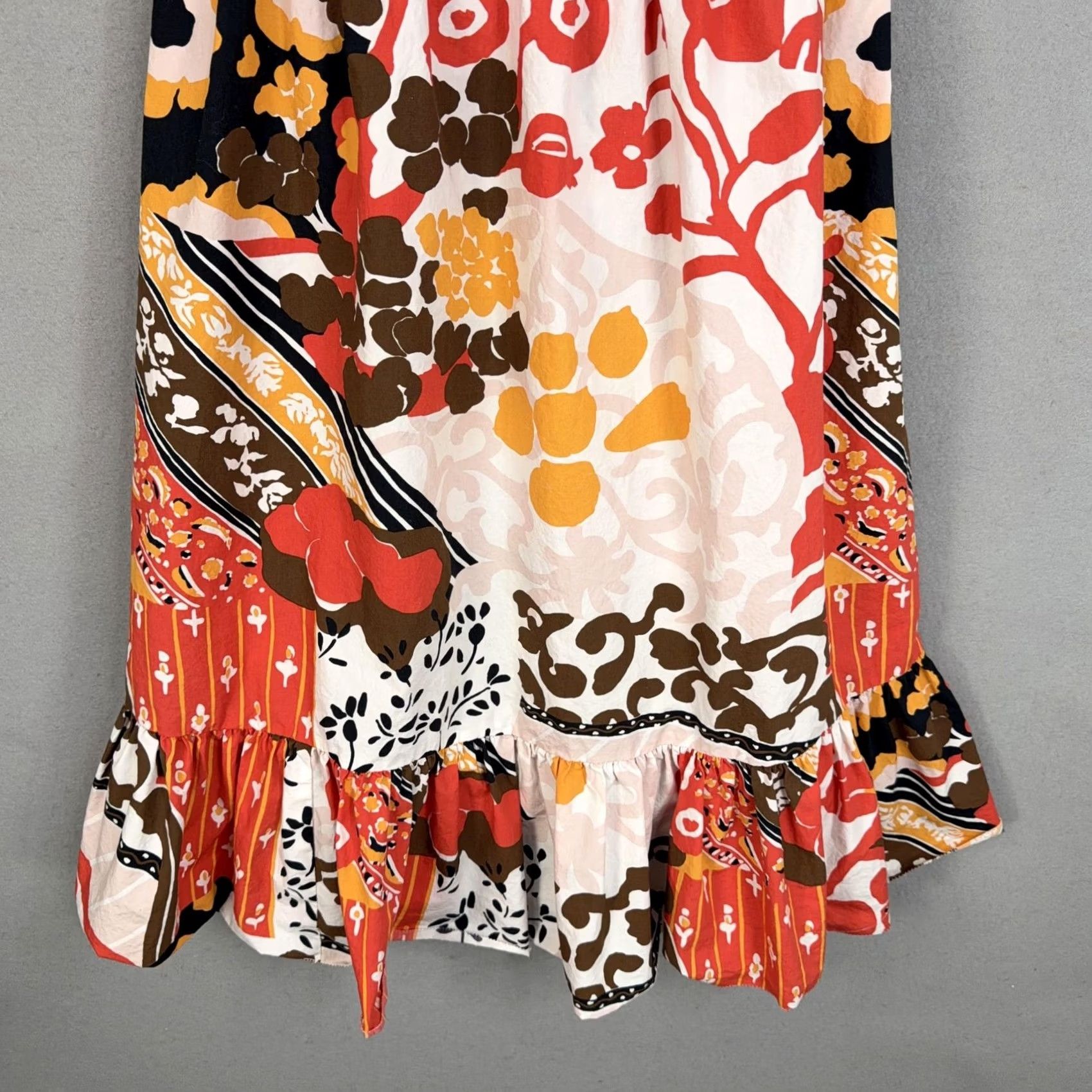 J.Crew J.CREW Dress Womens 6 Multicolor Floral Strappy Sundress Ruffle Hem Boho Cotton Dress Size M / US 6-8 / IT 42-44 - 3 Thumbnail
