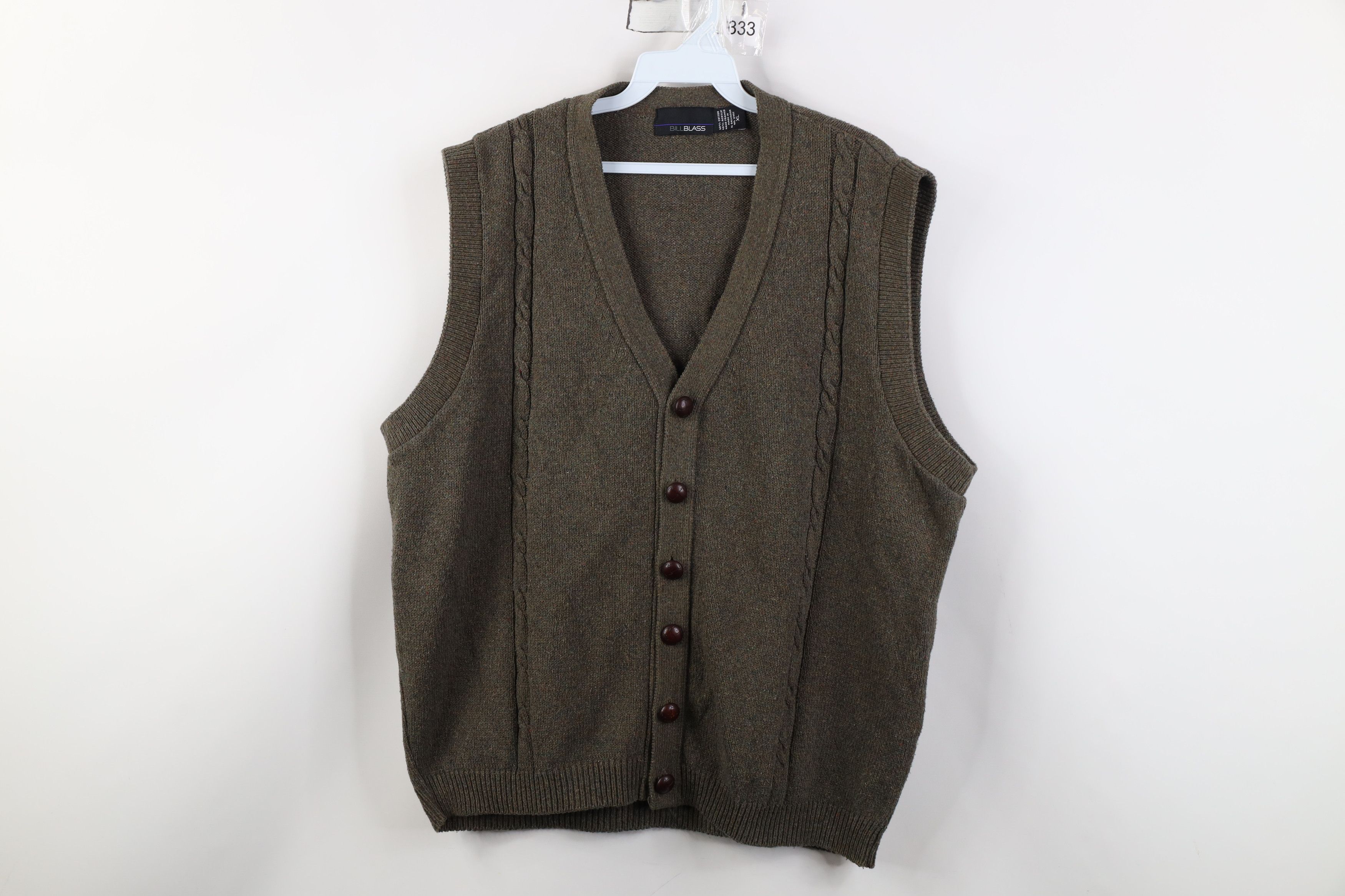 Vintage Vintage 90s Streetwear Cable Knit Cardigan Sweater Vest Size US XL / EU 56 / 4 - 1 Thumbnail
