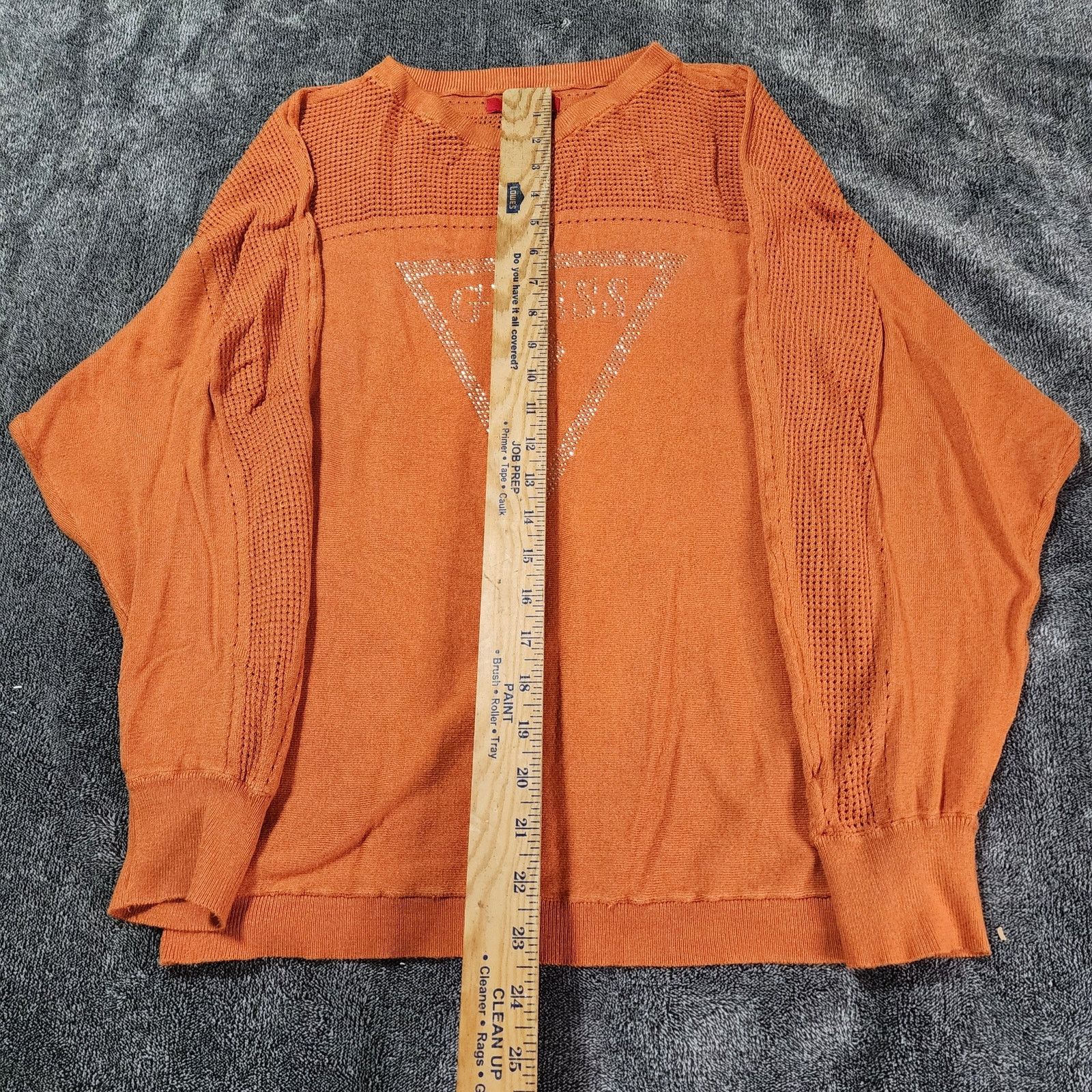 Guess Lightweight Guess Logo Sweater orange Rhinestones sz L 2343 Size L / US 10 / IT 46 - 4 Thumbnail