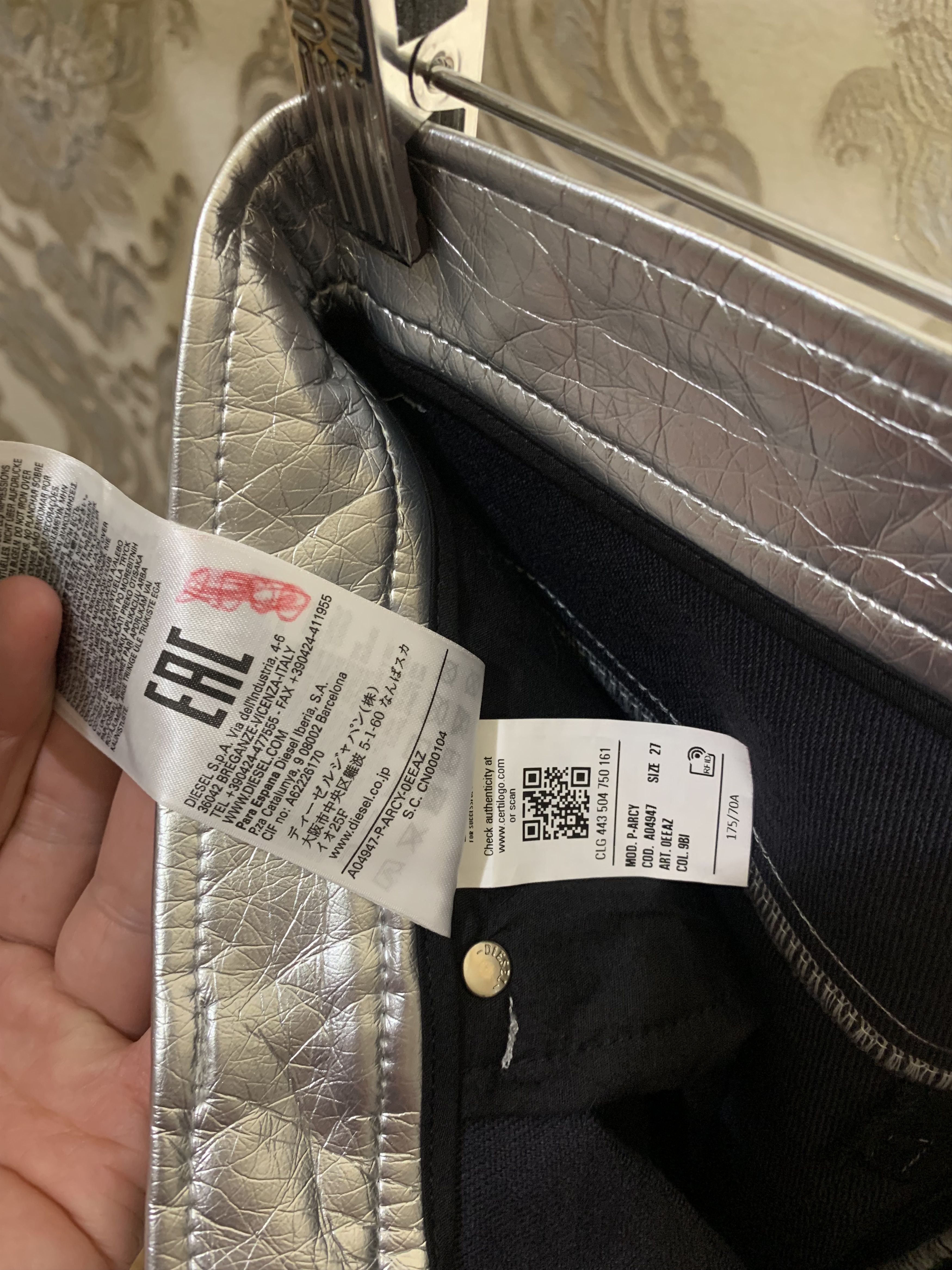 Diesel Black Gold VERY RARE DIESEL P-ARCY SILVER DESIGNER PANTS LUXURY Y2K Size 27" / US 4 / IT 40 - 5 Thumbnail
