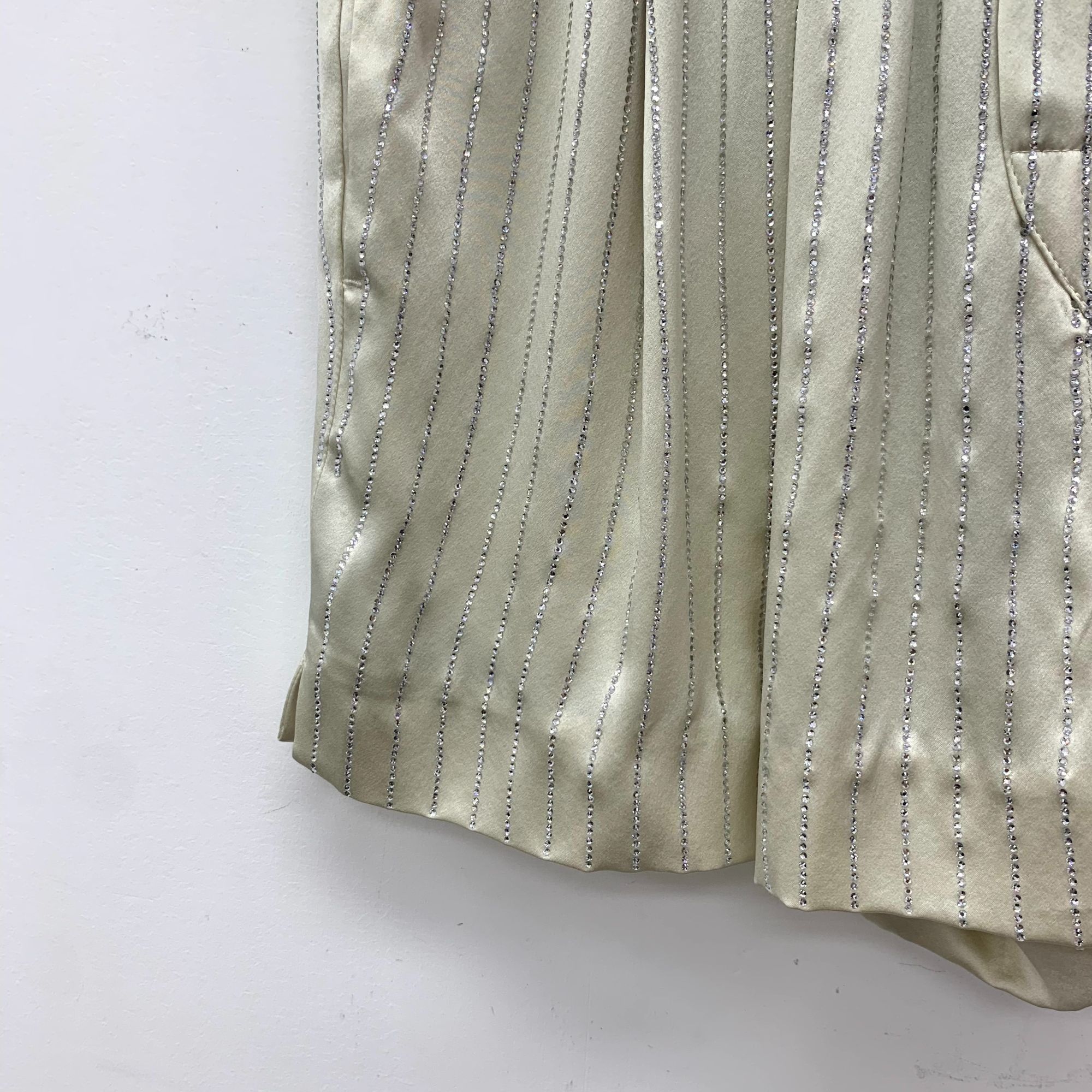 Alexander Wang Alexander Wang Beige Striped Crystal Diamond-Encrusted 100% Size 34" / US 12 / IT 48 - 6 Thumbnail