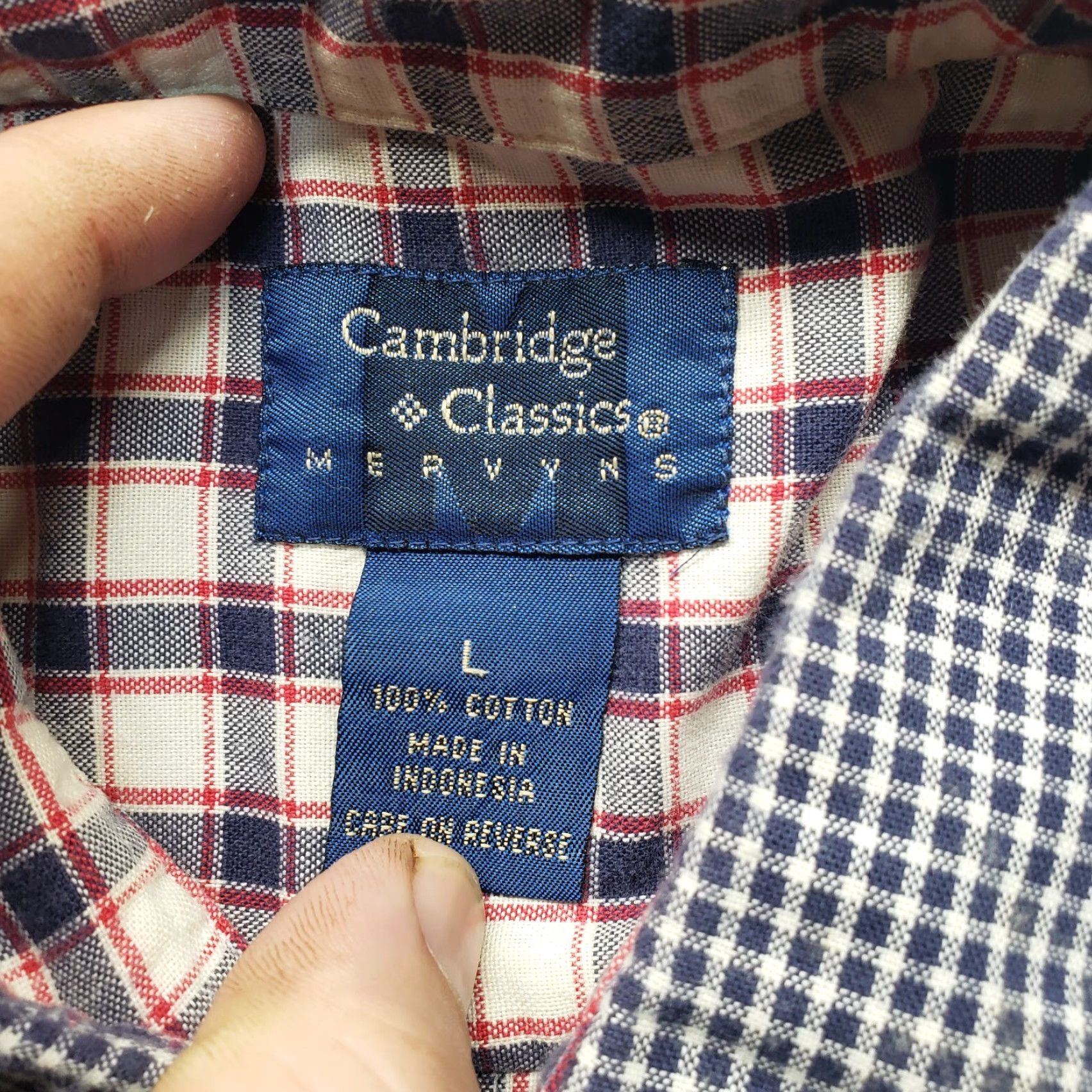 Vintage Cambridge Classics Shirt Men L Gray Red White Plaid Button-Up Short Sleeve Casual Workwear Spreading Classic Mens Size US L / EU 52-54 / 3 - 3 Thumbnail