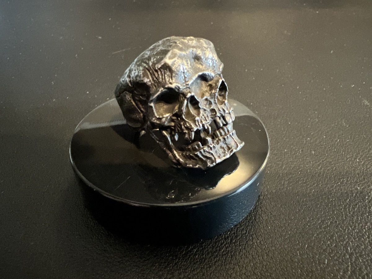 Vintage Size 9 - Crazy 3D Gothic Detailed Steel Carved Skull Ring Size ONE SIZE - 4 Thumbnail