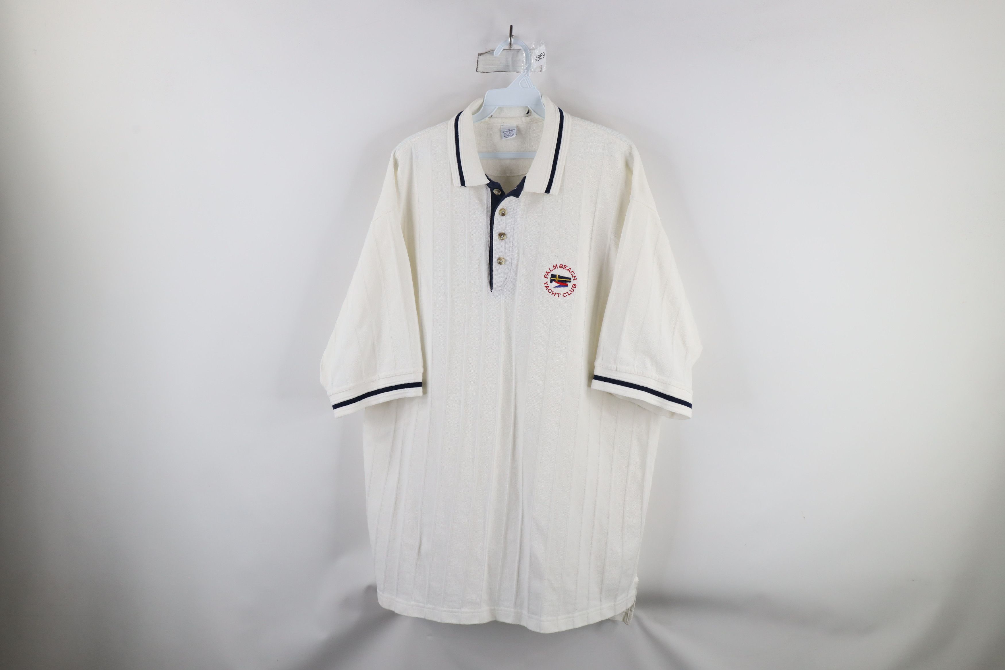 Vintage Vintage 90s Streetwear Beach Yacht Club Polo Shirt White Size US XXL / EU 58 / 5 - 1 Thumbnail