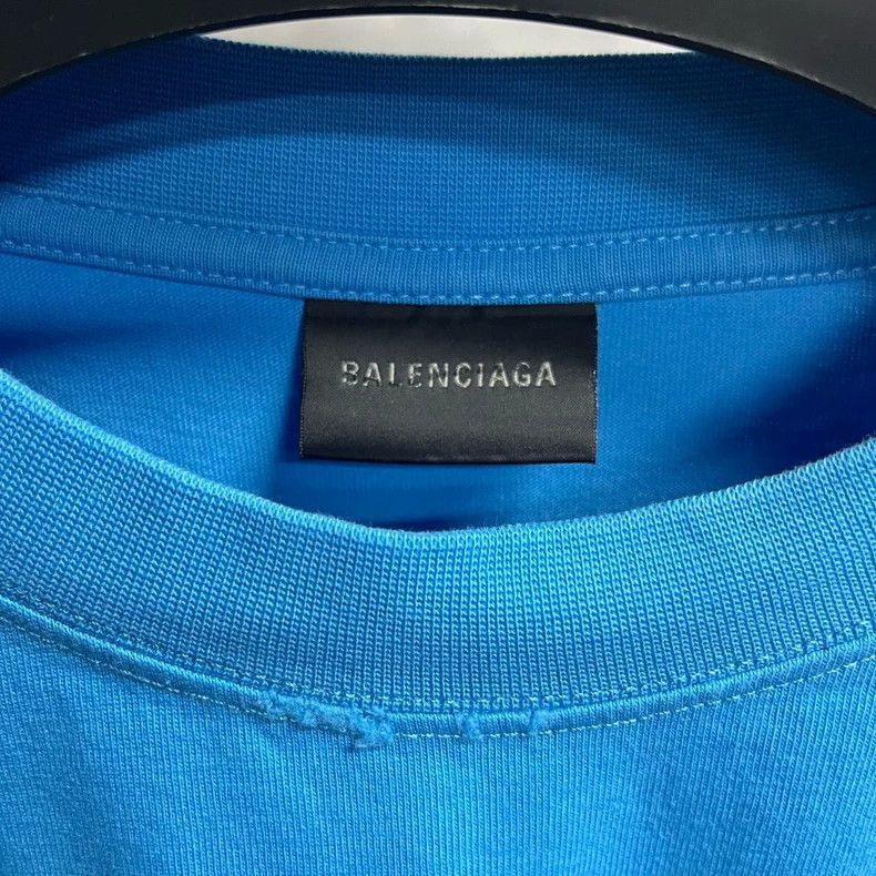 Balenciaga Balenciaga Blue Logo Letter Printed Short Sleeve T-shirt-25 Size US XS / EU 42 / 0 - 2 Thumbnail
