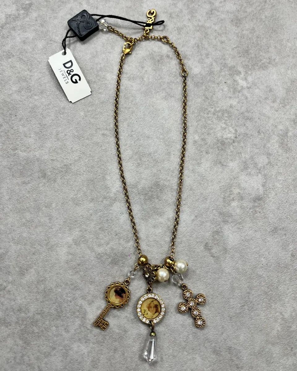 Dolce & Gabbana Dolce & Gabbana Gold Antique Steel Charm Necklace Size ONE SIZE - 1 Thumbnail