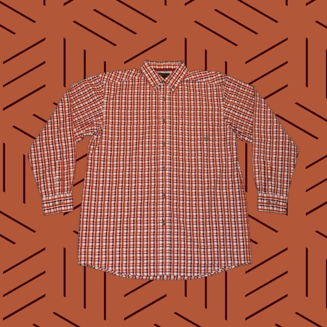 Ariat MENS ARIAT LONG BUTTON SHIRT Plaid CHECKERED Vented FARM ORANGE RED WHITE Large Regular Fit Casual Workwear Western Button-Down Collared Shirt Size US L / EU 52-54 / 3 - 1 Thumbnail