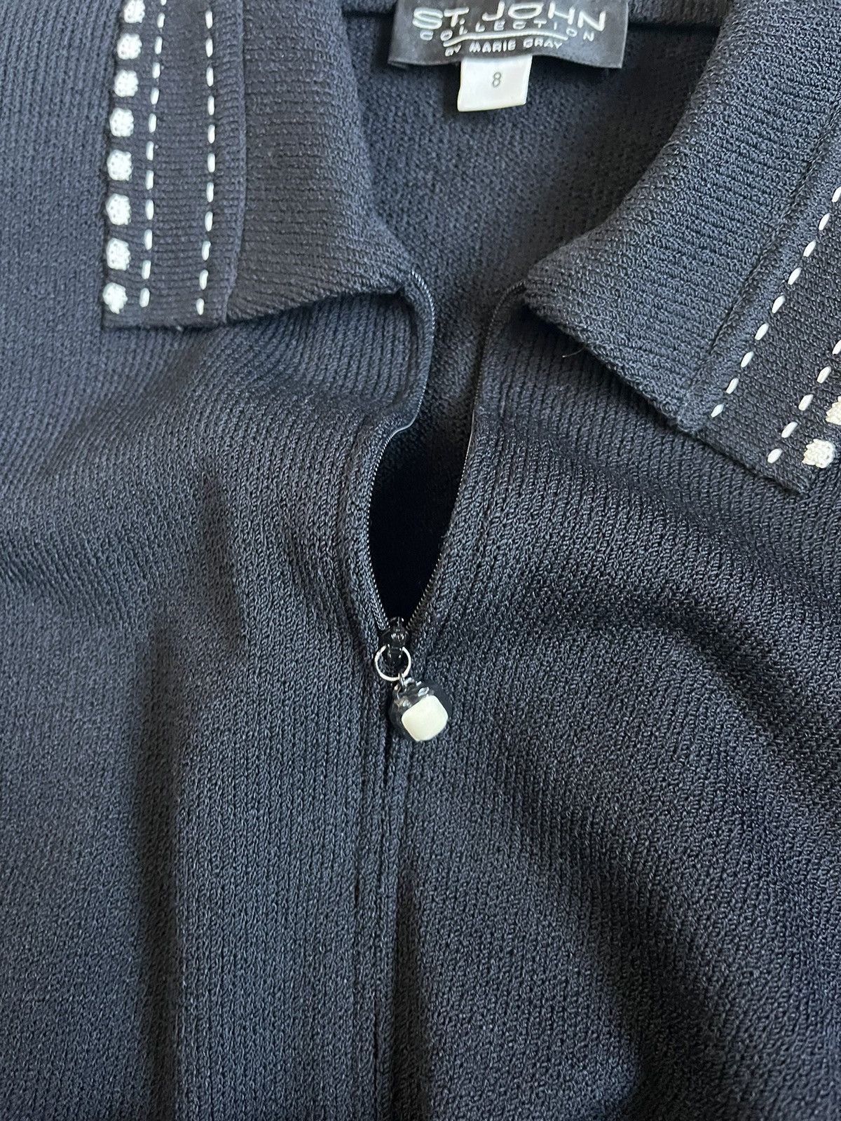 St. John ST.JOHN Collection Marie Gray Knit Wool Viscose Zip Jacket Size M / US 6-8 / IT 42-44 - 3 Thumbnail