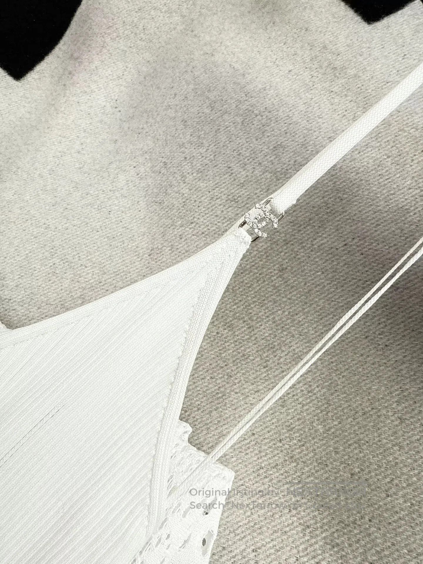 Chanel white lace detail spaghetti strap dress. Size US 36 / EU 52 - 5 Thumbnail