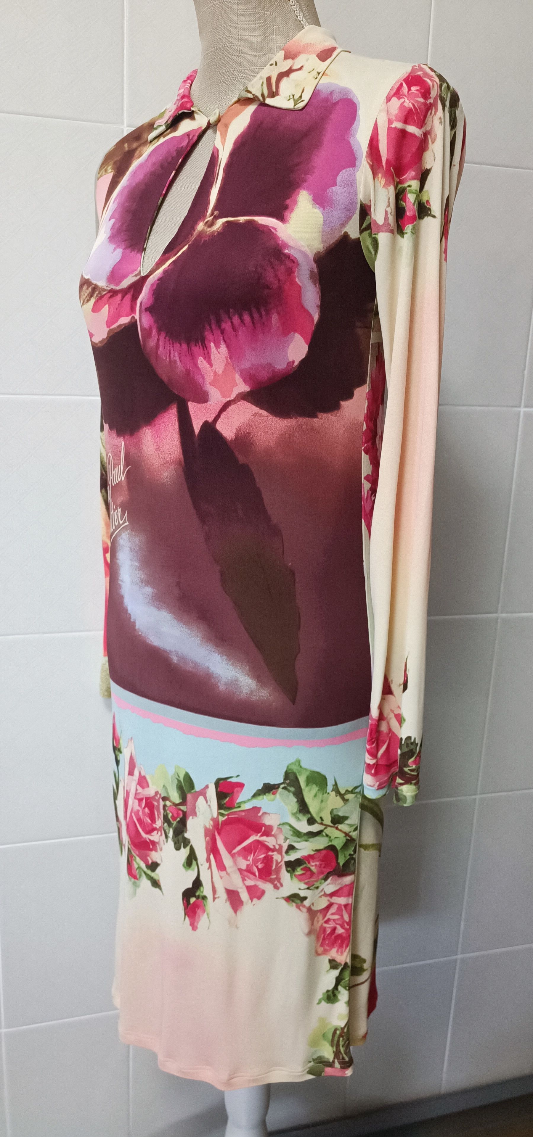 Jean Paul Gaultier Spring 2001 - Floral midi dress Size M / US 6-8 / IT 42-44 - 6 Thumbnail