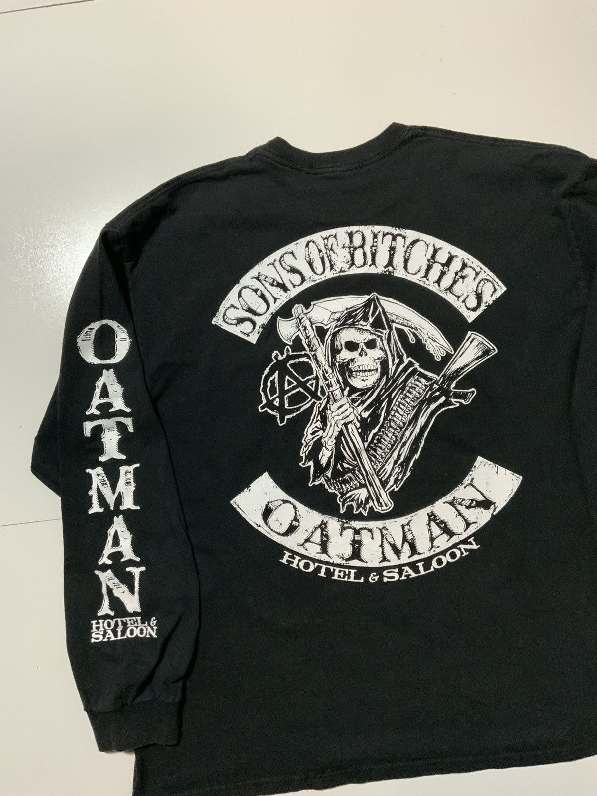Other Oatman Hotel & Saloon Anarchy Skull Grim Reaper L/S T-Shirt Size US M / EU 48-50 / 2 - 4 Thumbnail