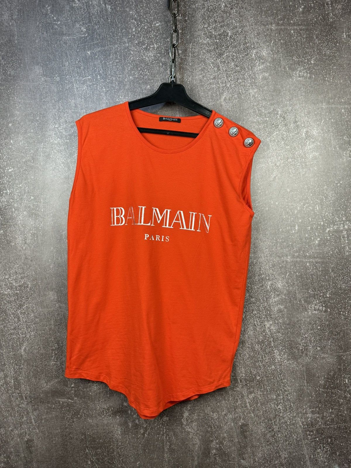 Balmain Red Balmain Metallic Gold Logo Lion Buttons Tank Top Size XS / US 0-2 / IT 36-38 - 1 Thumbnail
