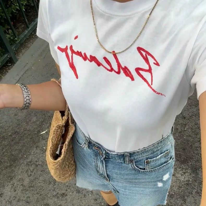 Balenciaga Balenciaga White Cursive Letter Printed Crewneck Short Sle Size US XS / EU 42 / 0 - 9 Thumbnail