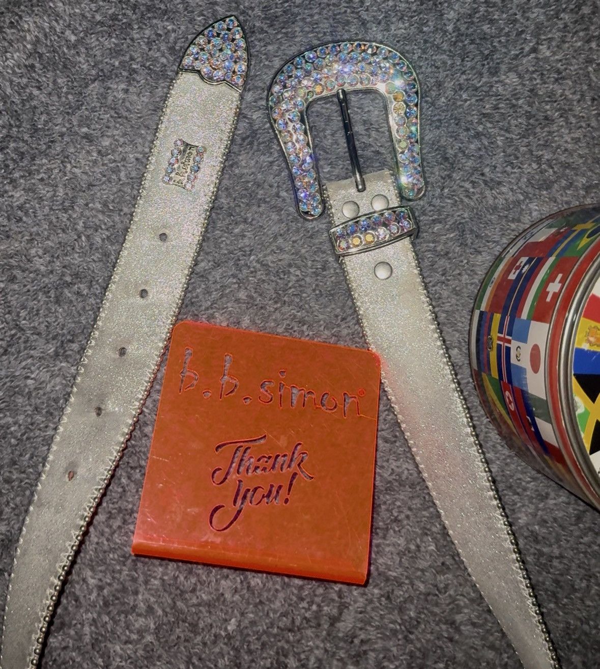 B.B. Simon Gray shiny BB simon belt Size 38 - 2 Thumbnail