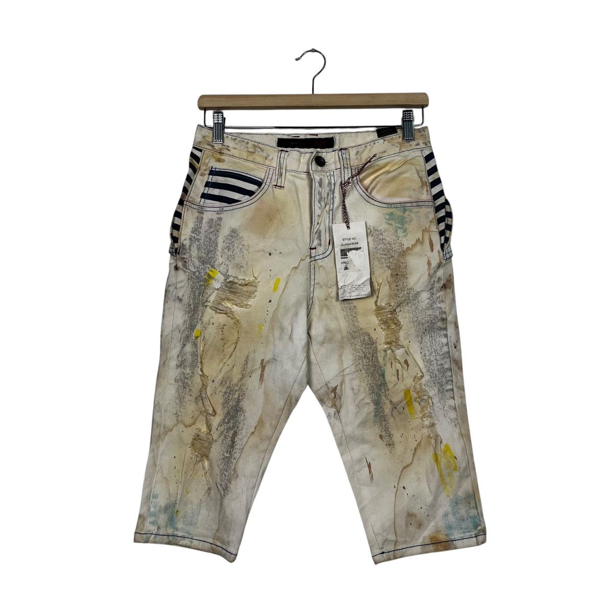Seditionaries Vintage ILDE Distressed Motive Short Denim Jeans Size 28" / US 6 / IT 42 - 1 Thumbnail