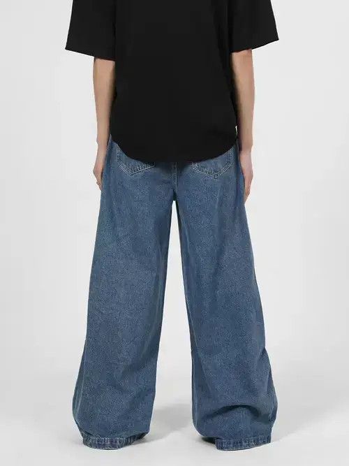 Jean Jeans with double-layer splicing metal leather buckle design Size US 32 / EU 48 - 3 Thumbnail