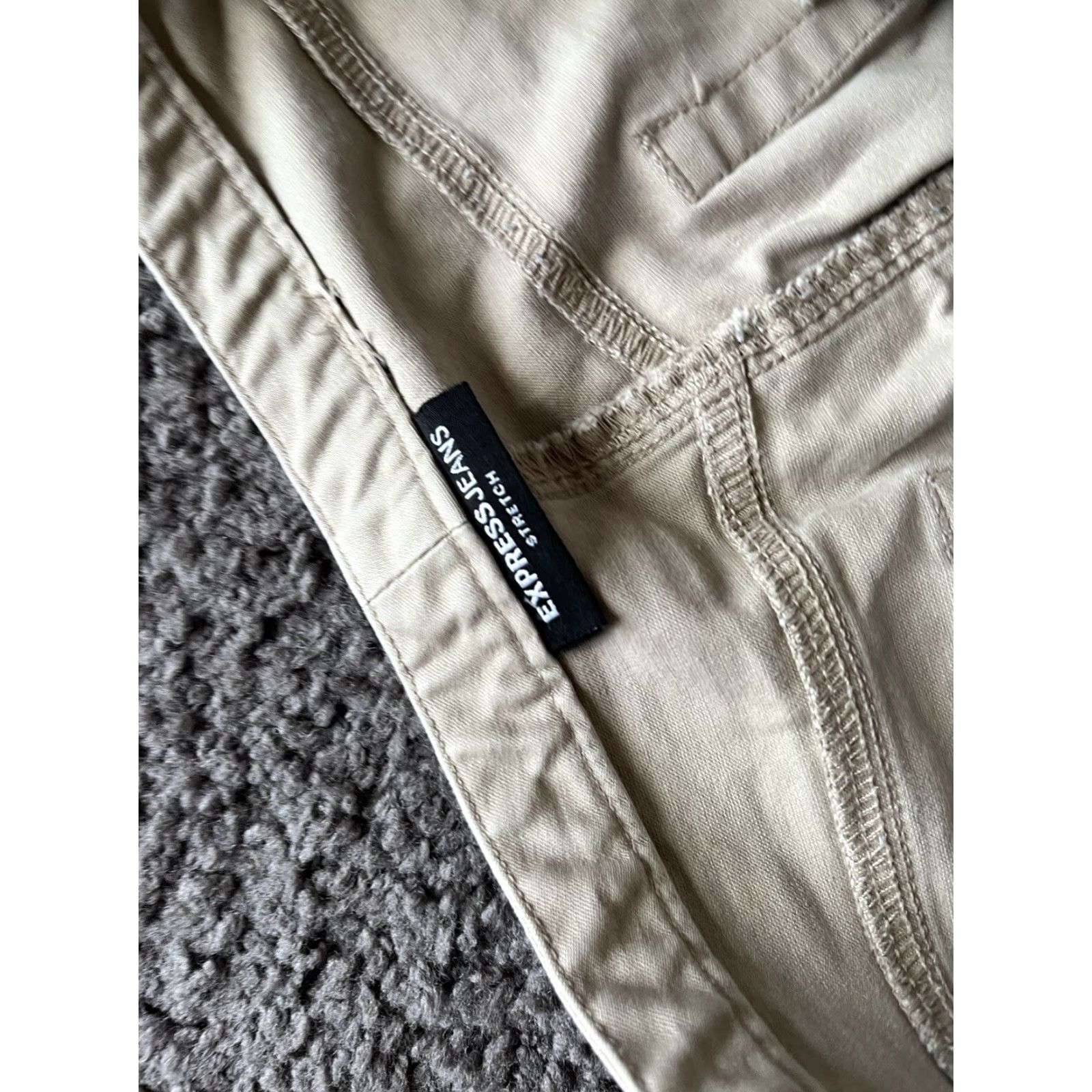 Express Express Stretch X Women Size (Measure 30x31) Beige Twill Flare Pants Size 30" / US 8 / IT 44 - 5 Thumbnail