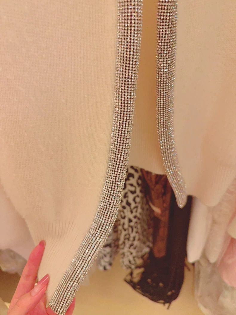 Alexander Wang Alexander Wang Crystal Trim White Sweater Coat- Size XS / US 0-2 / IT 36-38 - 3 Thumbnail