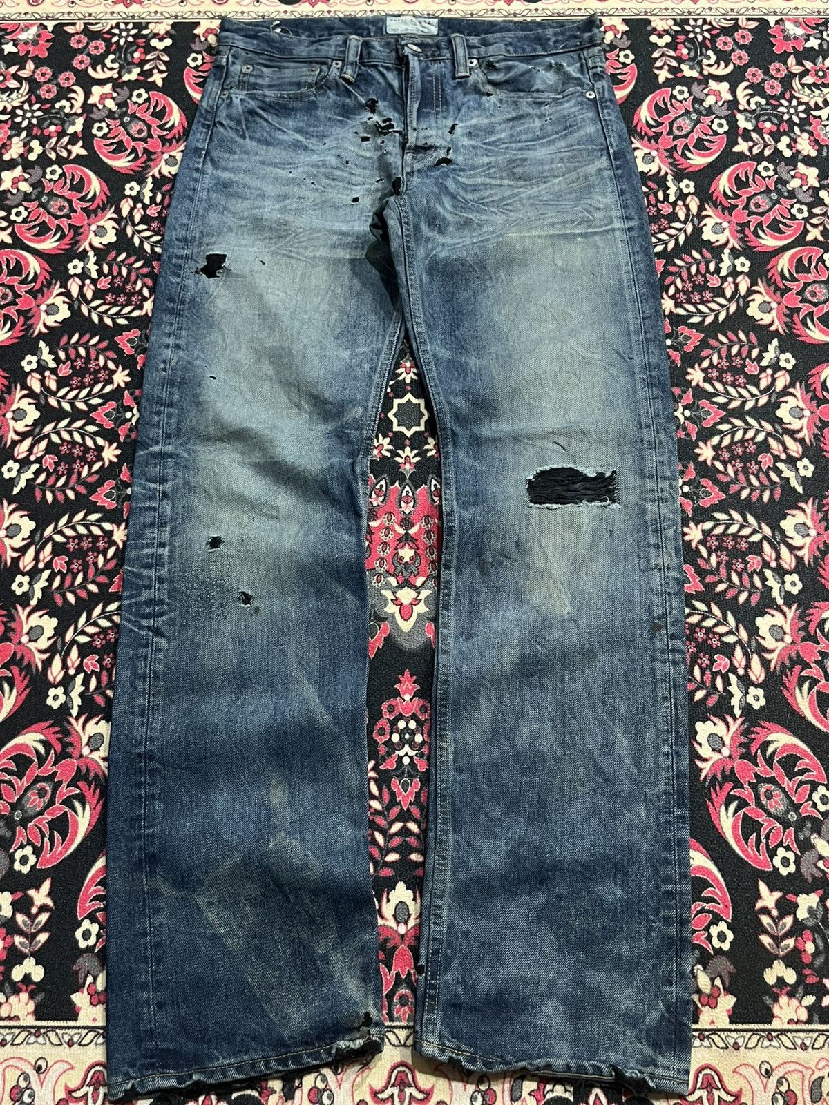 Spellbound Japanese Brand Spellbound Dark Faded Blue Fringe Ripped Jean Size US 30 / EU 46 - 1 Thumbnail