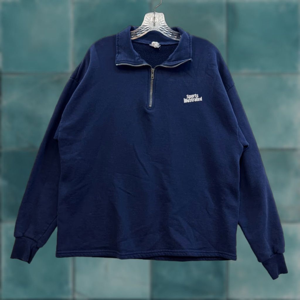 Jerzees VINTAGE Sports Illustrated Sweatshirt Sweater XL Navy Blue 1/4 Zip Pullover Mens (or Adults) Size XL / US 12-14 / IT 48-50 - 1 Thumbnail