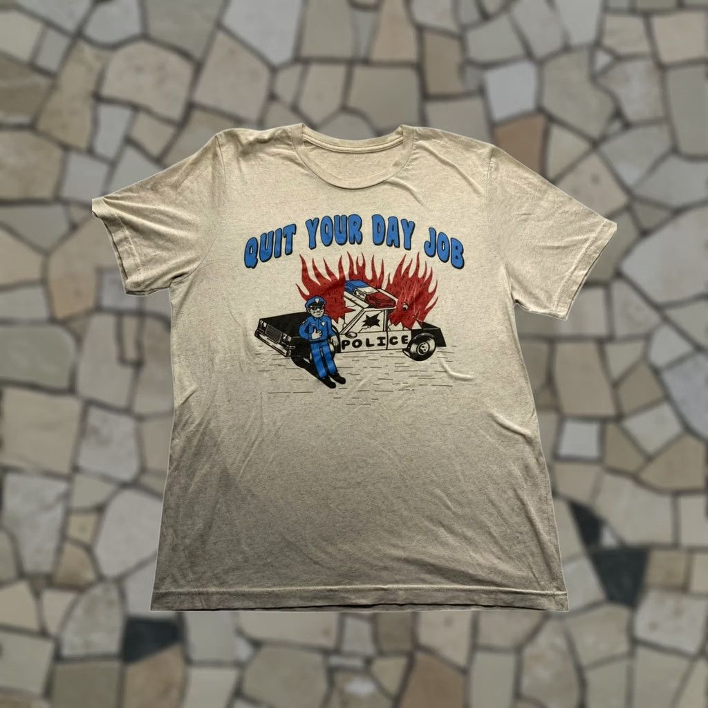 Vintage Police Car Graphic Tee Mens L - Beige Size US L / EU 52-54 / 3 - 1 Thumbnail
