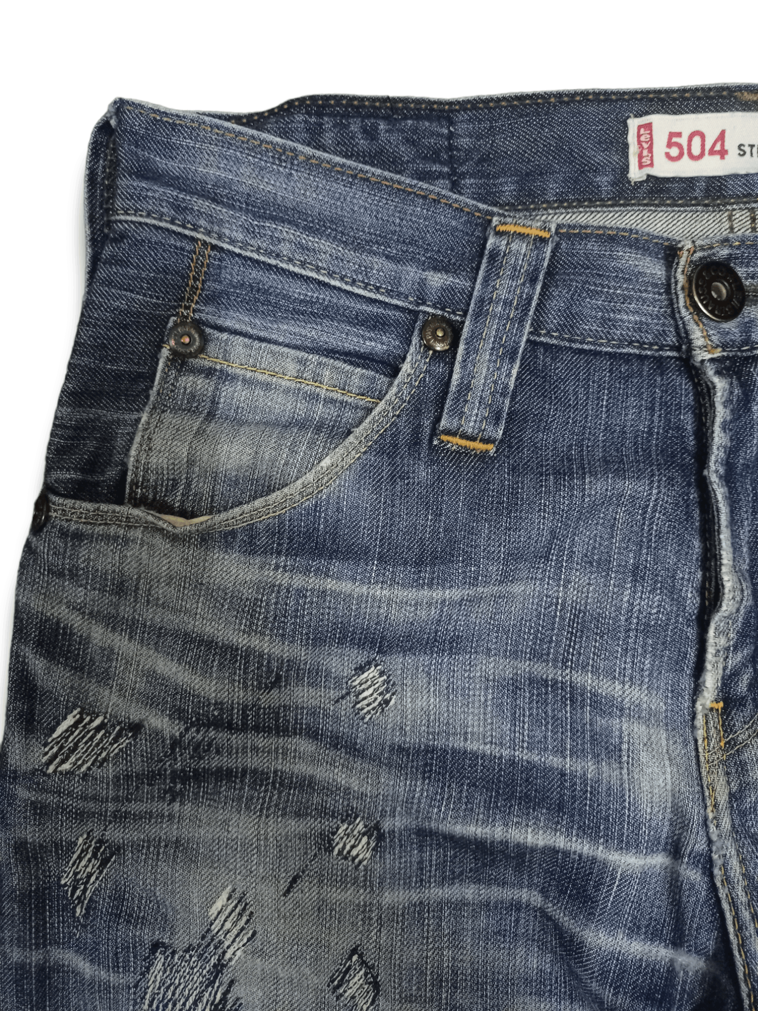 Levi's × Levi's Vintage Clothing Vintage 90s Levis 504 Blue Wash Distressed Rework Jeans Size US 31 - 5 Thumbnail