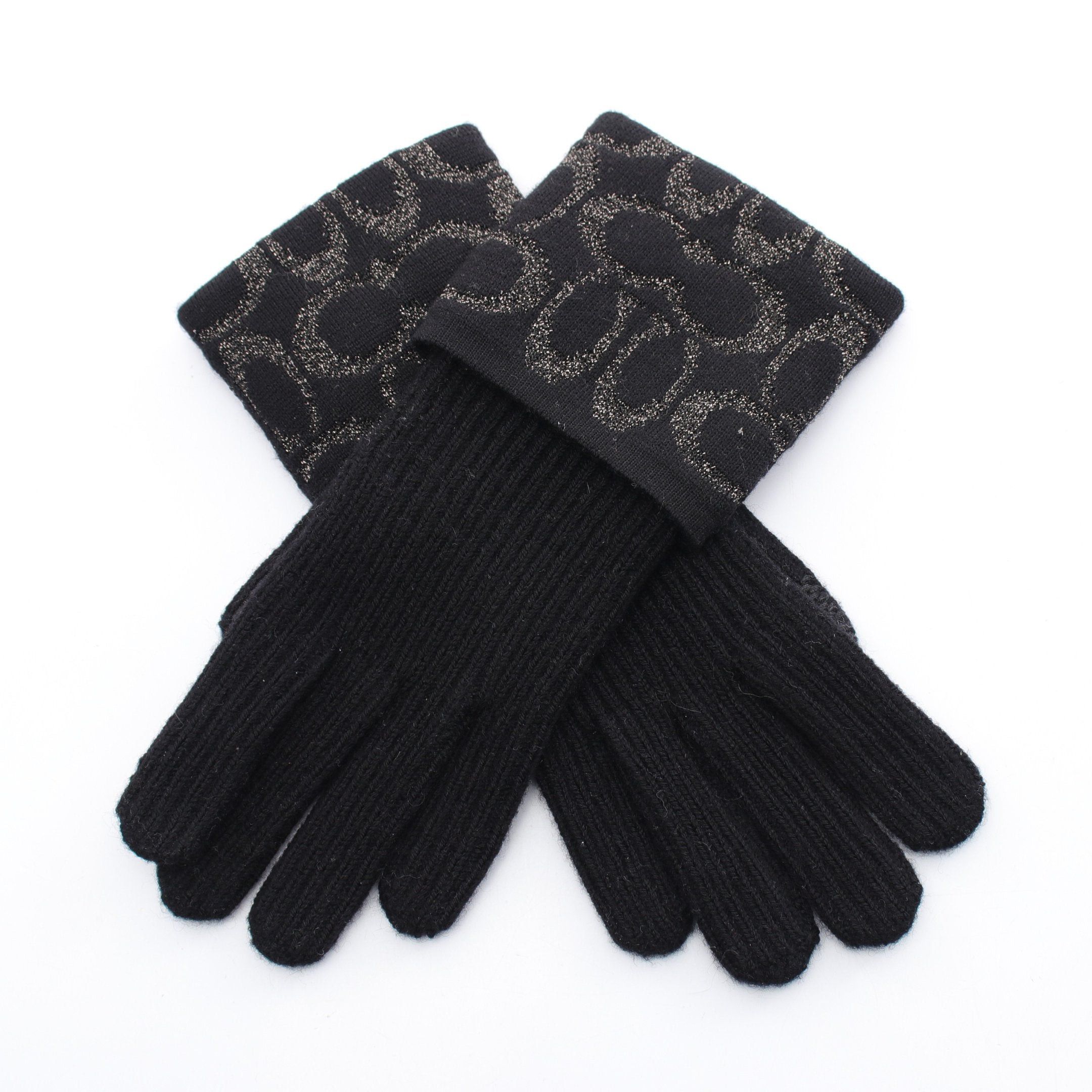 Coach Coach Signature Gloves Glove Rame Wool Nylon Black Size ONE SIZE - 1 Thumbnail