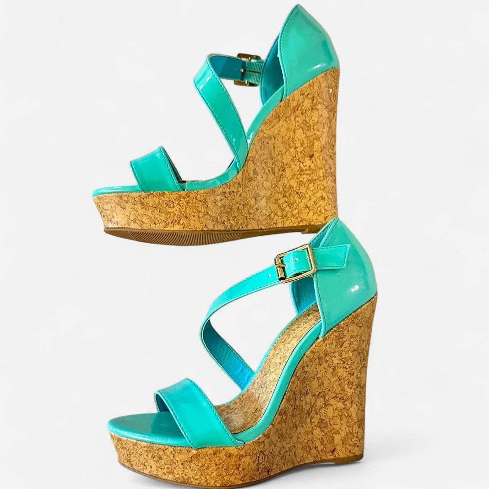 Other #y2kwedge #retroshoes #summerplatforms #turquoisesandals Size US 5.5 / IT 35.5 - 3 Thumbnail