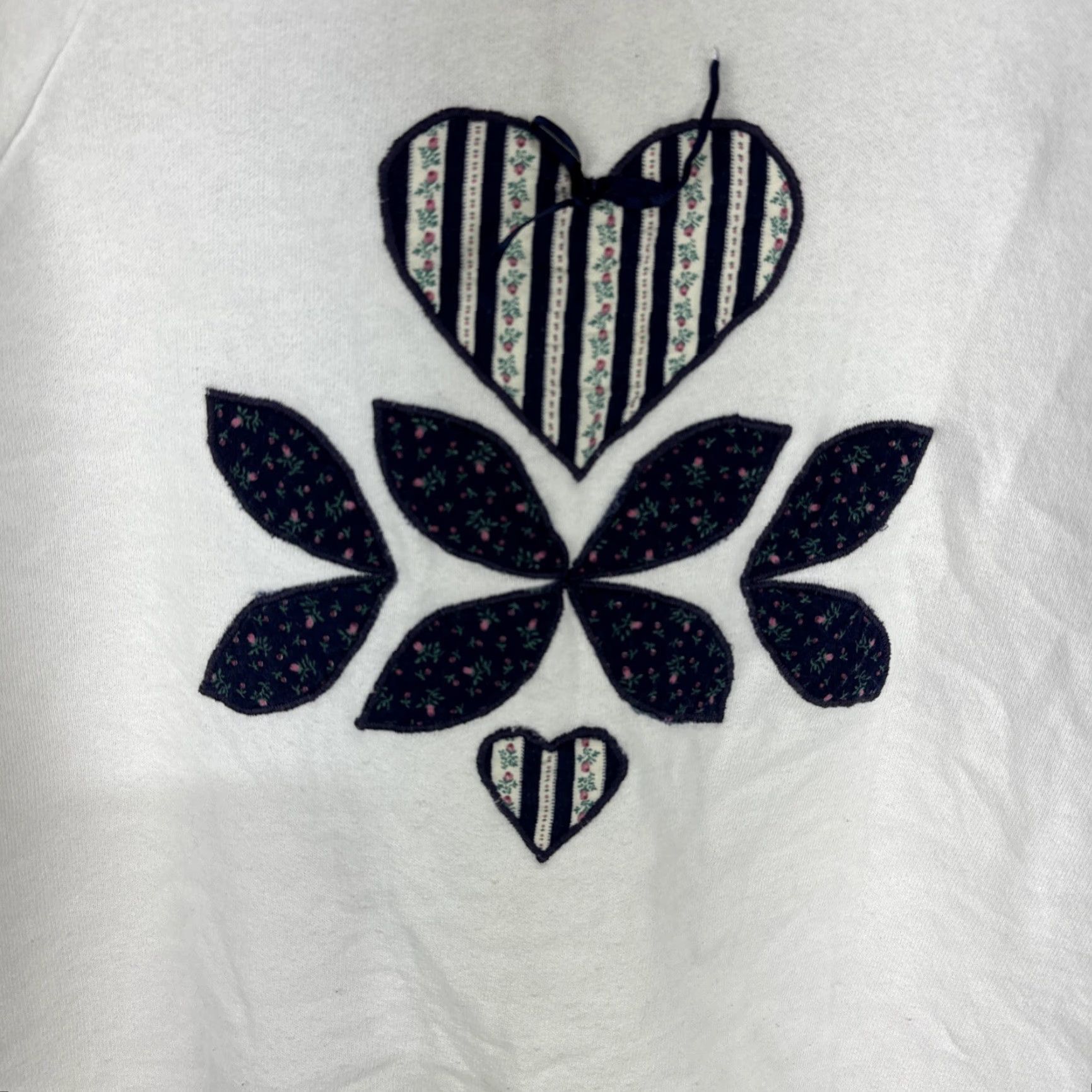 Jerzees VINTAGE Grandma Core Sweatshirt White Heart Patchwork Adult Large USA Made Jerseys Size US L / EU 52-54 / 3 - 2 Thumbnail
