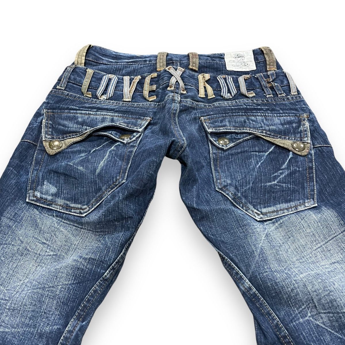 Le Grande Bleu (L.G.B.) DOMINATED HANDCRAFTED LOVEROCK DOUBLE WAIST SPIRAL CUT JEANS Size US 30 / EU 46 - 18 Thumbnail