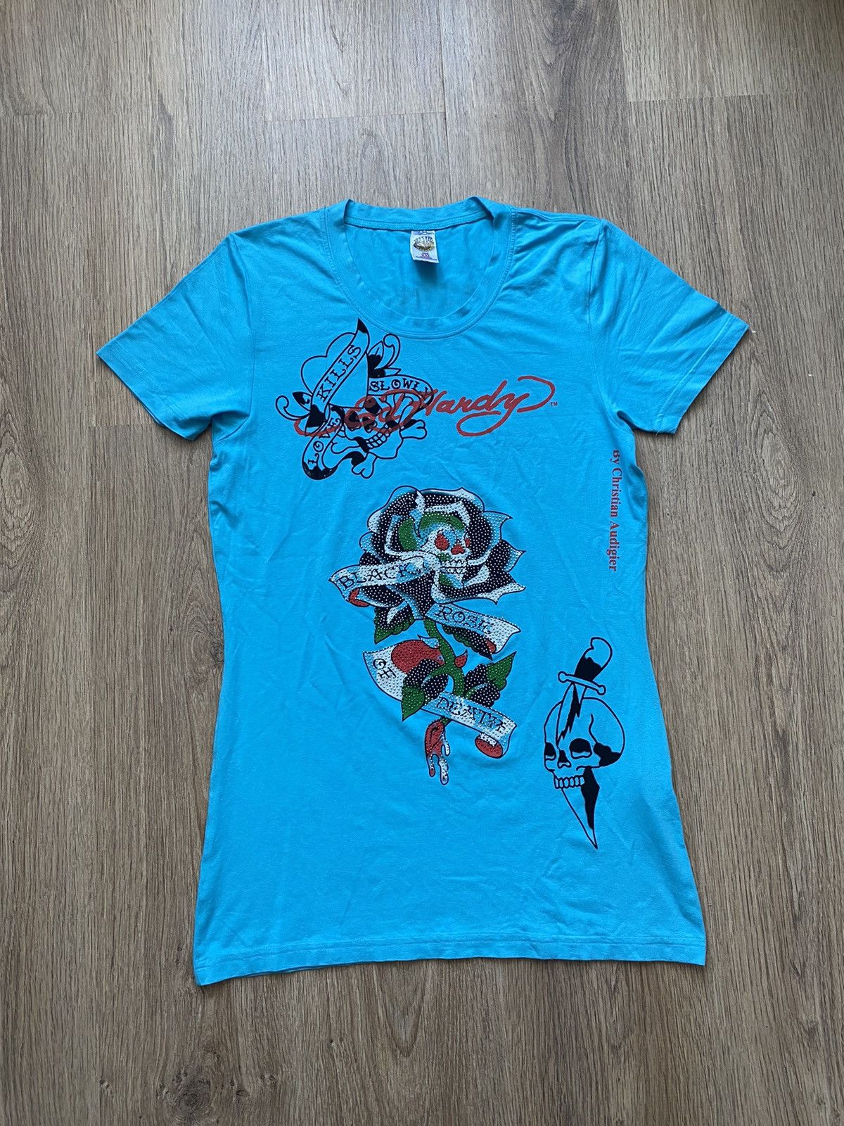 Christian Audigier × Ed Hardy × Vintage ED HARDY Christian Audigier Women Long T-Shirt / Mini Dress Size ONE SIZE - 1 Thumbnail