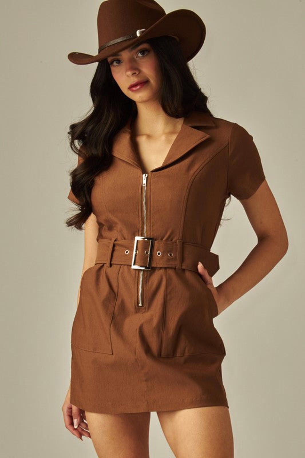 Other Belted Stretch Cotton Twill Western Mini Dress Size M / US 6-8 / IT 42-44 - 7 Thumbnail